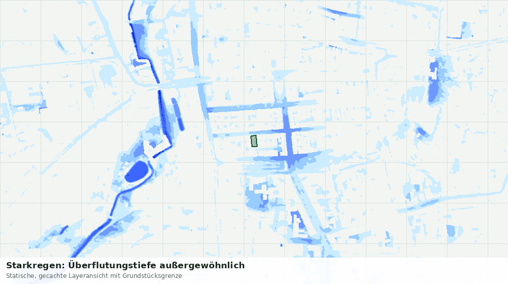 Statische Kartenansicht: Starkregen: Überflutungstiefe außergewöhnlich