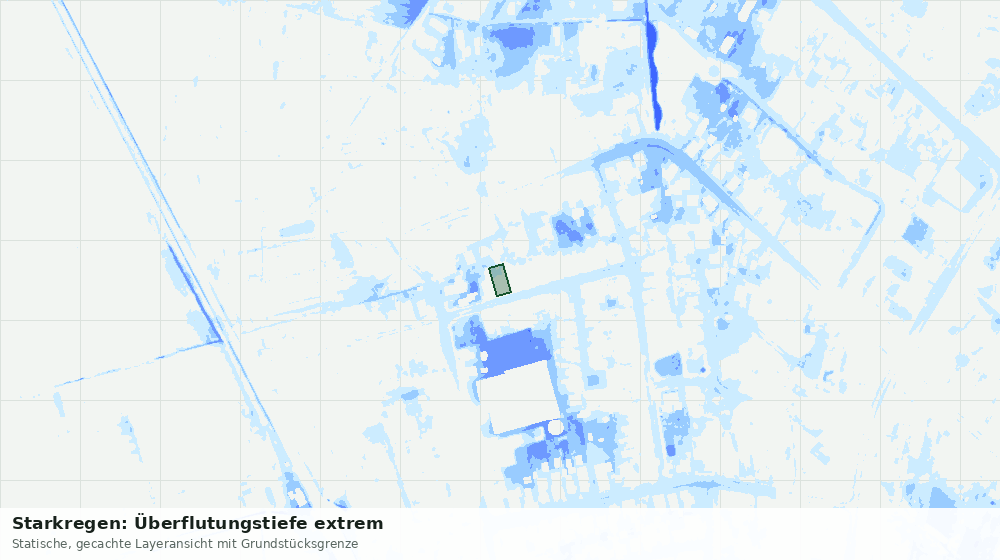 Statische Kartenansicht: Starkregen: Überflutungstiefe extrem