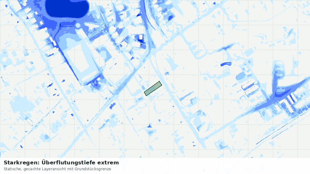 Statische Kartenansicht: Starkregen: Überflutungstiefe extrem