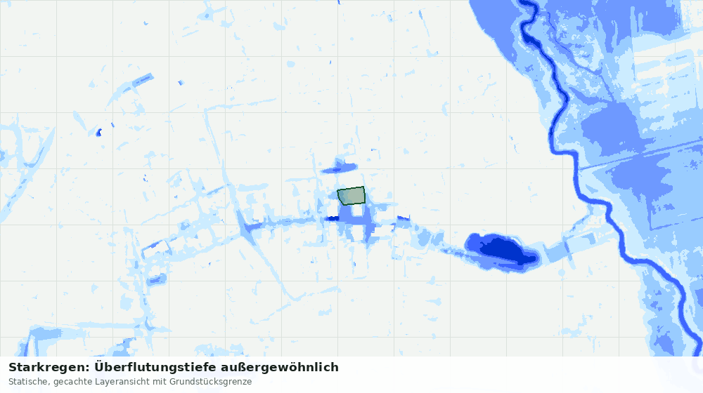 Statische Kartenansicht: Starkregen: Überflutungstiefe außergewöhnlich