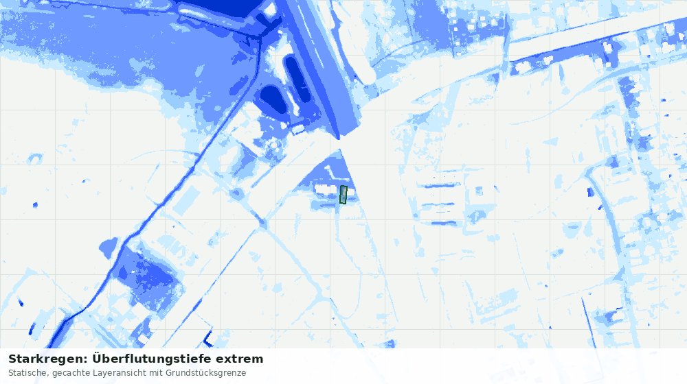 Statische Kartenansicht: Starkregen: Überflutungstiefe extrem