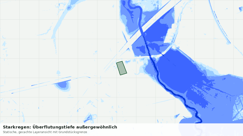 Statische Kartenansicht: Starkregen: Überflutungstiefe außergewöhnlich