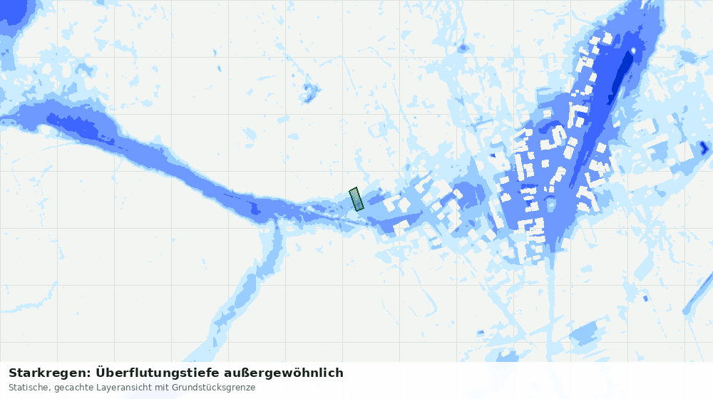 Statische Kartenansicht: Starkregen: Überflutungstiefe außergewöhnlich