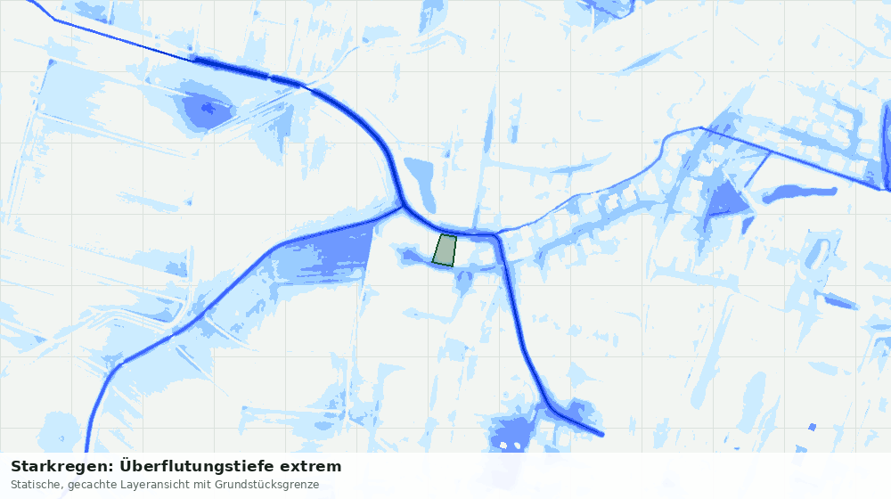 Statische Kartenansicht: Starkregen: Überflutungstiefe extrem