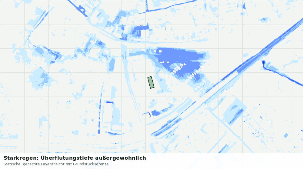 Statische Kartenansicht: Starkregen: Überflutungstiefe außergewöhnlich