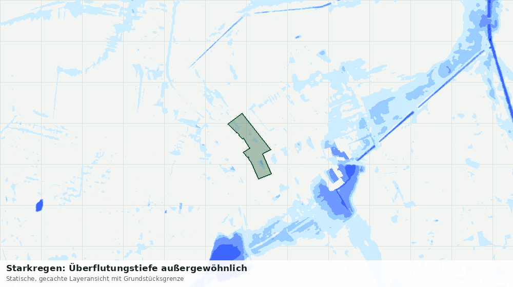 Statische Kartenansicht: Starkregen: Überflutungstiefe außergewöhnlich
