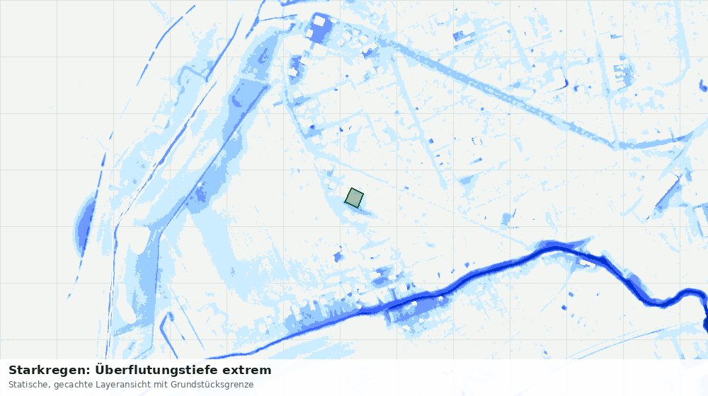Statische Kartenansicht: Starkregen: Überflutungstiefe extrem