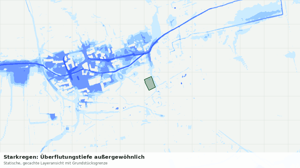 Statische Kartenansicht: Starkregen: Überflutungstiefe außergewöhnlich