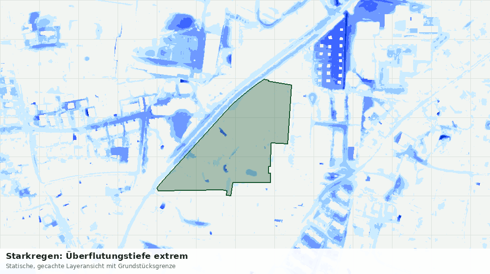 Statische Kartenansicht: Starkregen: Überflutungstiefe extrem