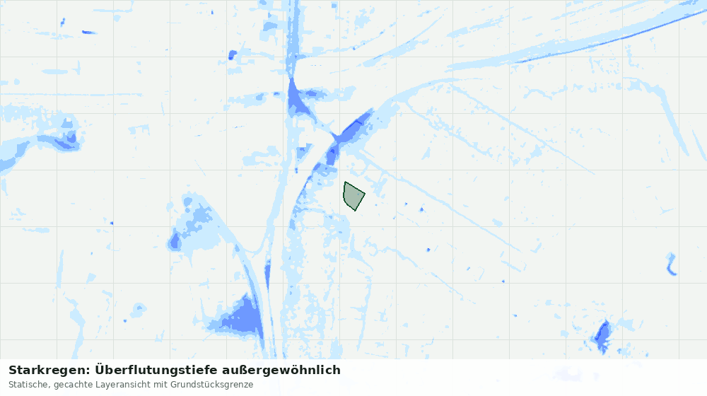 Statische Kartenansicht: Starkregen: Überflutungstiefe außergewöhnlich