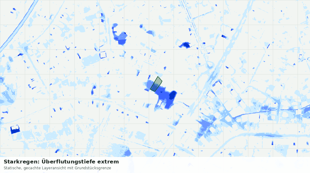 Statische Kartenansicht: Starkregen: Überflutungstiefe extrem