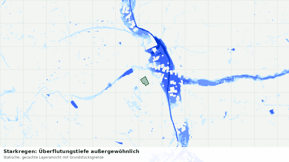 Statische Kartenansicht: Starkregen: Überflutungstiefe außergewöhnlich