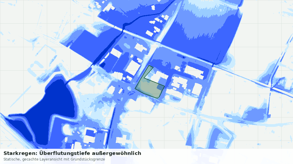 Statische Kartenansicht: Starkregen: Überflutungstiefe außergewöhnlich