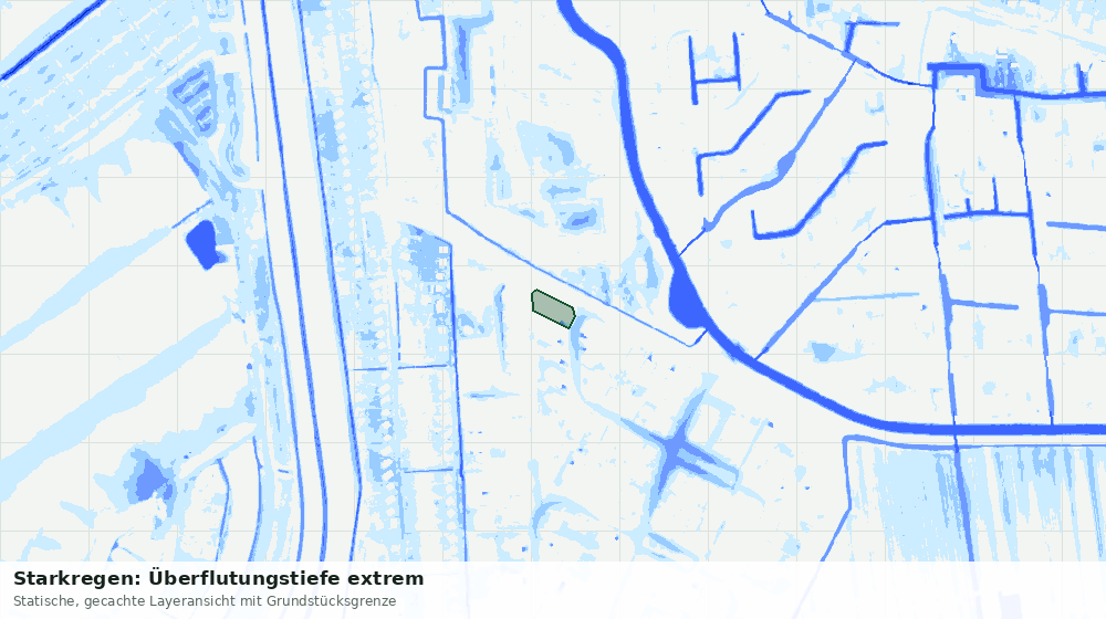 Statische Kartenansicht: Starkregen: Überflutungstiefe extrem