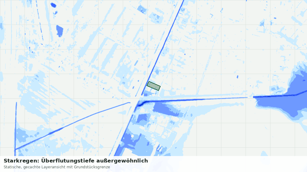 Statische Kartenansicht: Starkregen: Überflutungstiefe außergewöhnlich