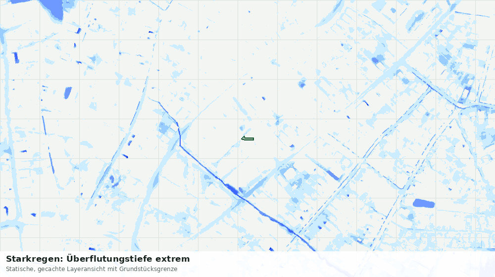 Statische Kartenansicht: Starkregen: Überflutungstiefe extrem