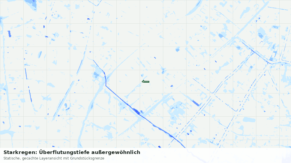 Statische Kartenansicht: Starkregen: Überflutungstiefe außergewöhnlich