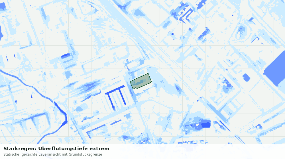 Statische Kartenansicht: Starkregen: Überflutungstiefe extrem