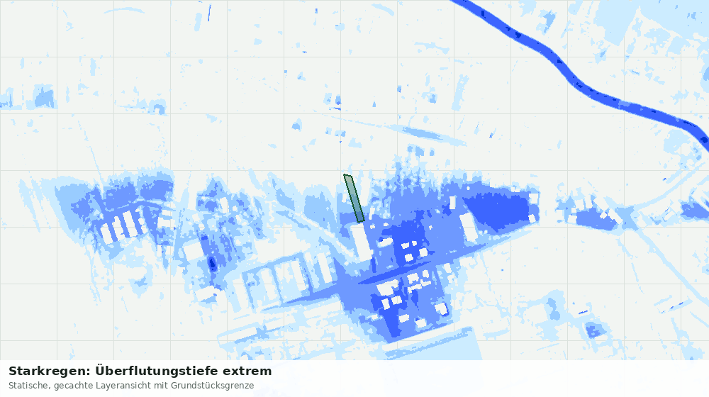 Statische Kartenansicht: Starkregen: Überflutungstiefe extrem