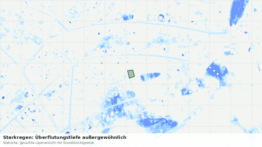 Statische Kartenansicht: Starkregen: Überflutungstiefe außergewöhnlich