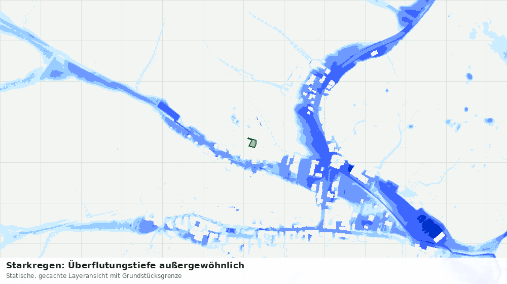 Statische Kartenansicht: Starkregen: Überflutungstiefe außergewöhnlich