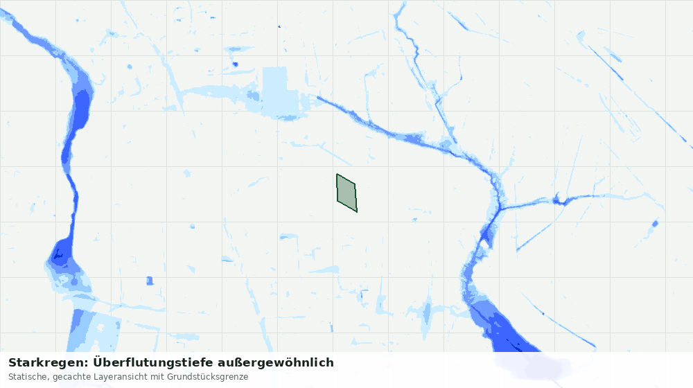 Statische Kartenansicht: Starkregen: Überflutungstiefe außergewöhnlich