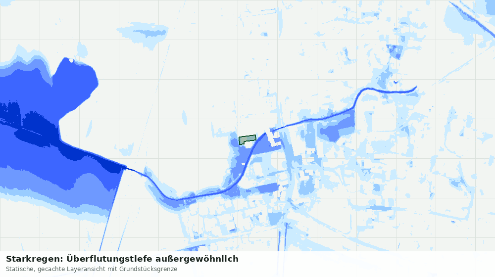 Statische Kartenansicht: Starkregen: Überflutungstiefe außergewöhnlich