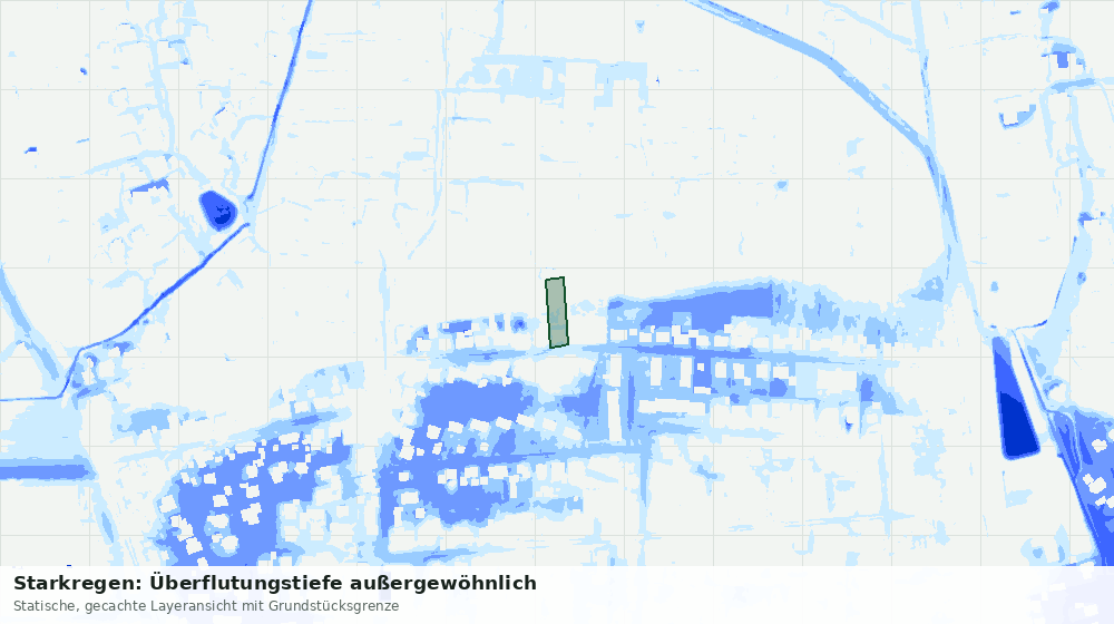 Statische Kartenansicht: Starkregen: Überflutungstiefe außergewöhnlich