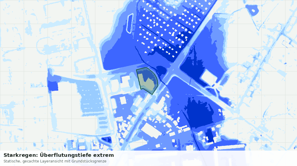 Statische Kartenansicht: Starkregen: Überflutungstiefe extrem