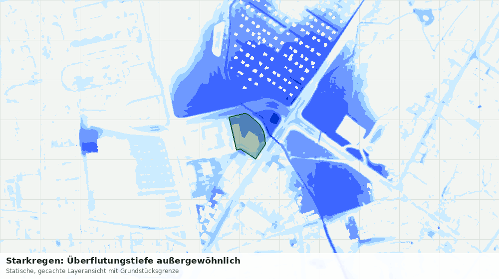 Statische Kartenansicht: Starkregen: Überflutungstiefe außergewöhnlich