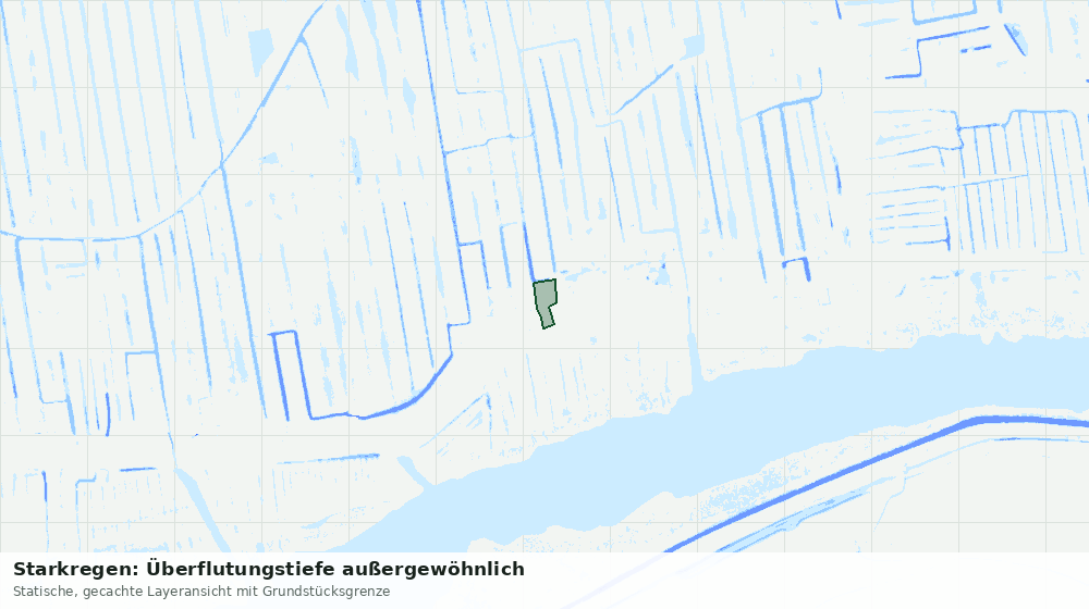 Statische Kartenansicht: Starkregen: Überflutungstiefe außergewöhnlich