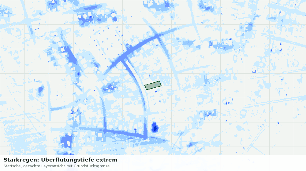 Statische Kartenansicht: Starkregen: Überflutungstiefe extrem
