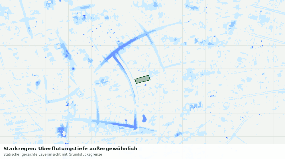 Statische Kartenansicht: Starkregen: Überflutungstiefe außergewöhnlich