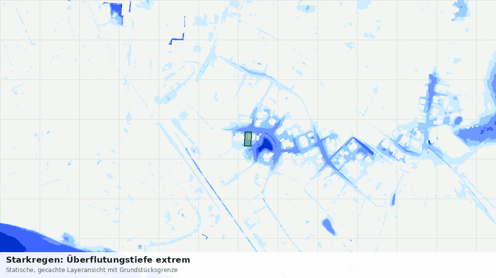 Statische Kartenansicht: Starkregen: Überflutungstiefe extrem