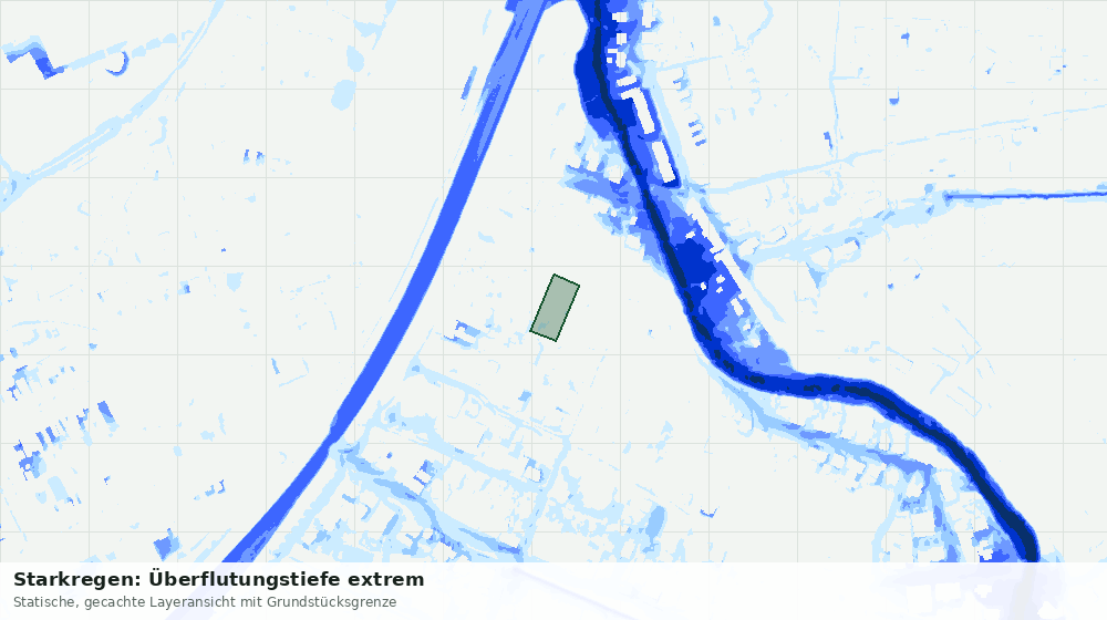 Statische Kartenansicht: Starkregen: Überflutungstiefe extrem