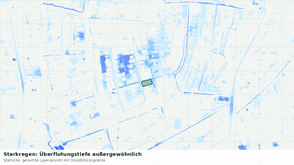 Statische Kartenansicht: Starkregen: Überflutungstiefe außergewöhnlich