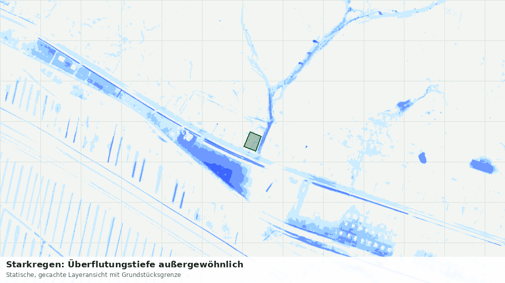 Statische Kartenansicht: Starkregen: Überflutungstiefe außergewöhnlich