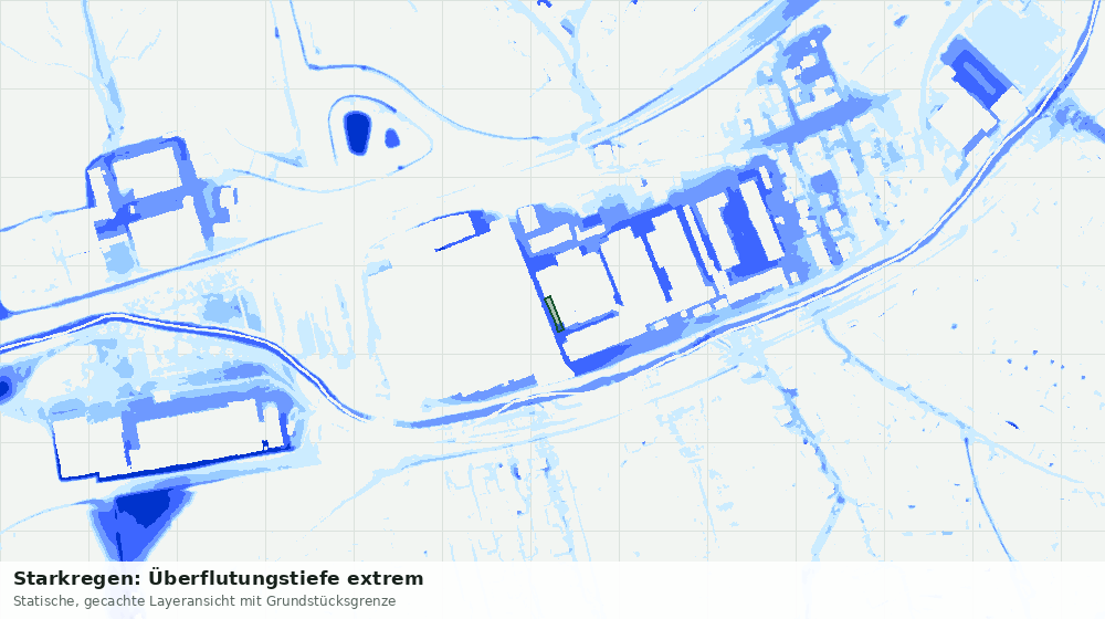 Statische Kartenansicht: Starkregen: Überflutungstiefe extrem