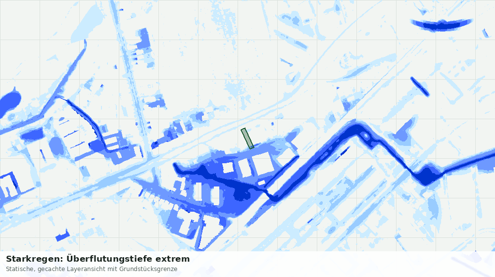 Statische Kartenansicht: Starkregen: Überflutungstiefe extrem