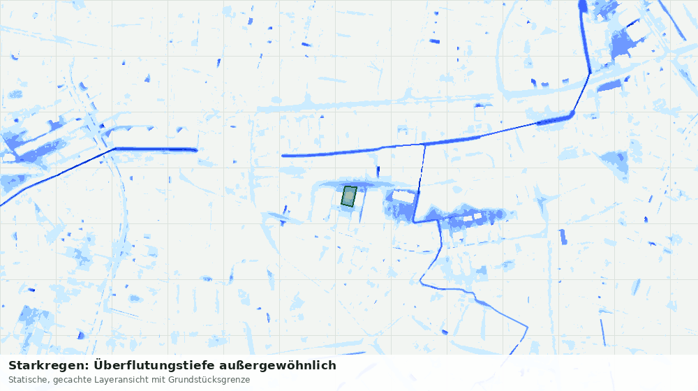Statische Kartenansicht: Starkregen: Überflutungstiefe außergewöhnlich