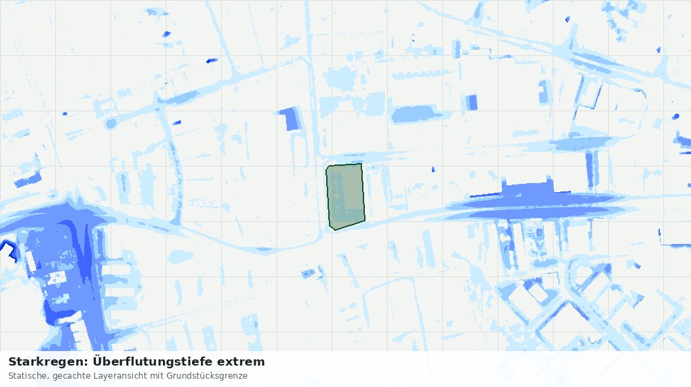 Statische Kartenansicht: Starkregen: Überflutungstiefe extrem
