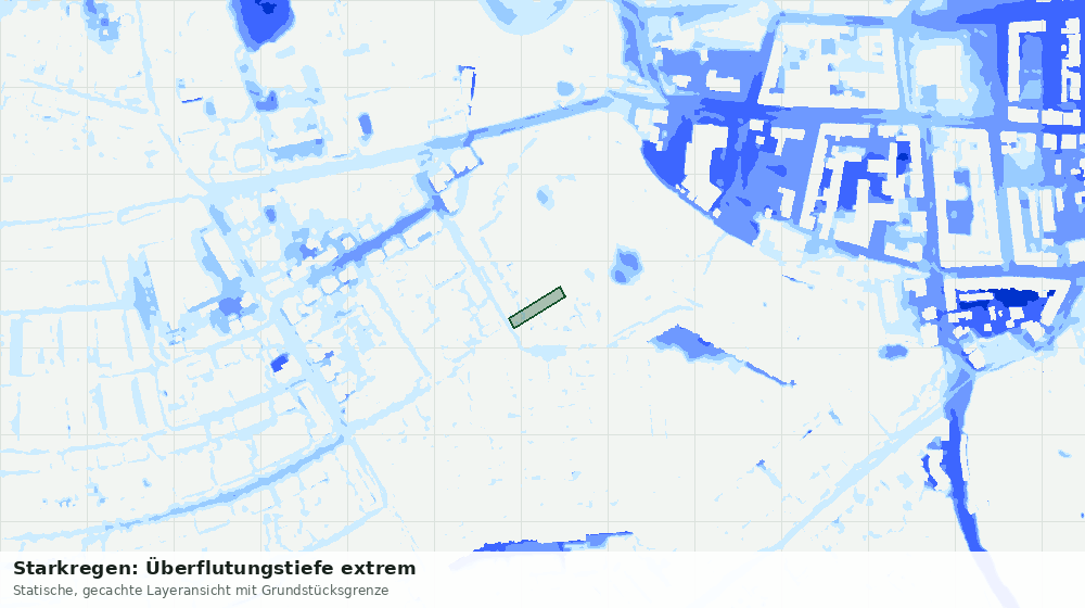 Statische Kartenansicht: Starkregen: Überflutungstiefe extrem
