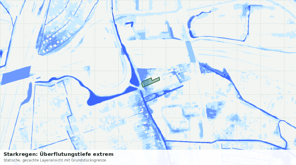 Statische Kartenansicht: Starkregen: Überflutungstiefe extrem