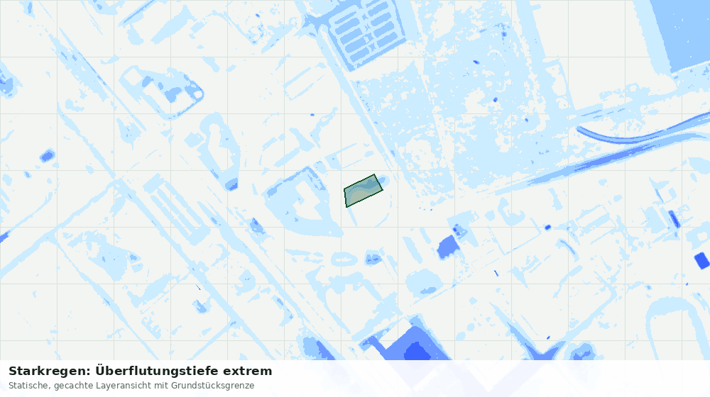 Statische Kartenansicht: Starkregen: Überflutungstiefe extrem