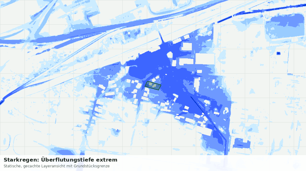 Statische Kartenansicht: Starkregen: Überflutungstiefe extrem