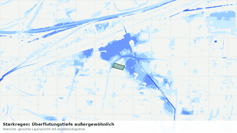 Statische Kartenansicht: Starkregen: Überflutungstiefe außergewöhnlich