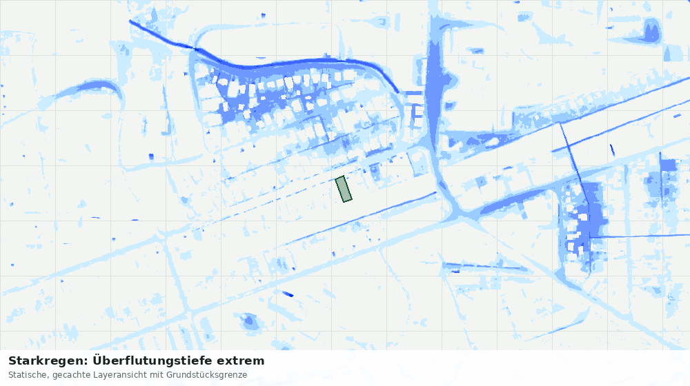 Statische Kartenansicht: Starkregen: Überflutungstiefe extrem