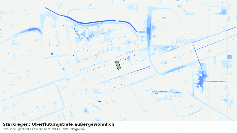 Statische Kartenansicht: Starkregen: Überflutungstiefe außergewöhnlich