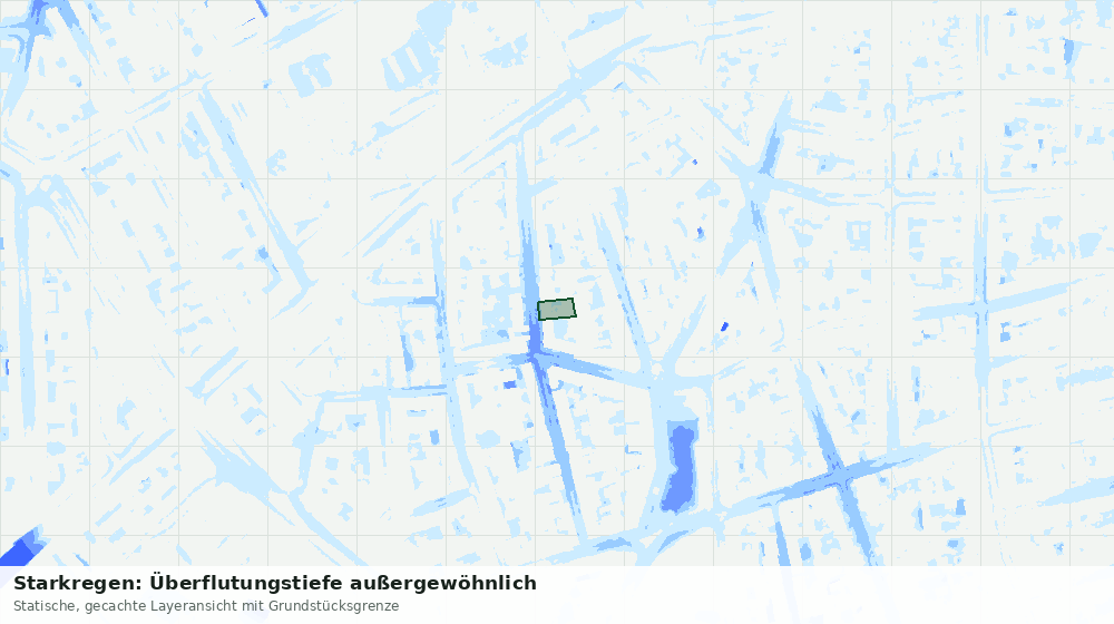 Statische Kartenansicht: Starkregen: Überflutungstiefe außergewöhnlich
