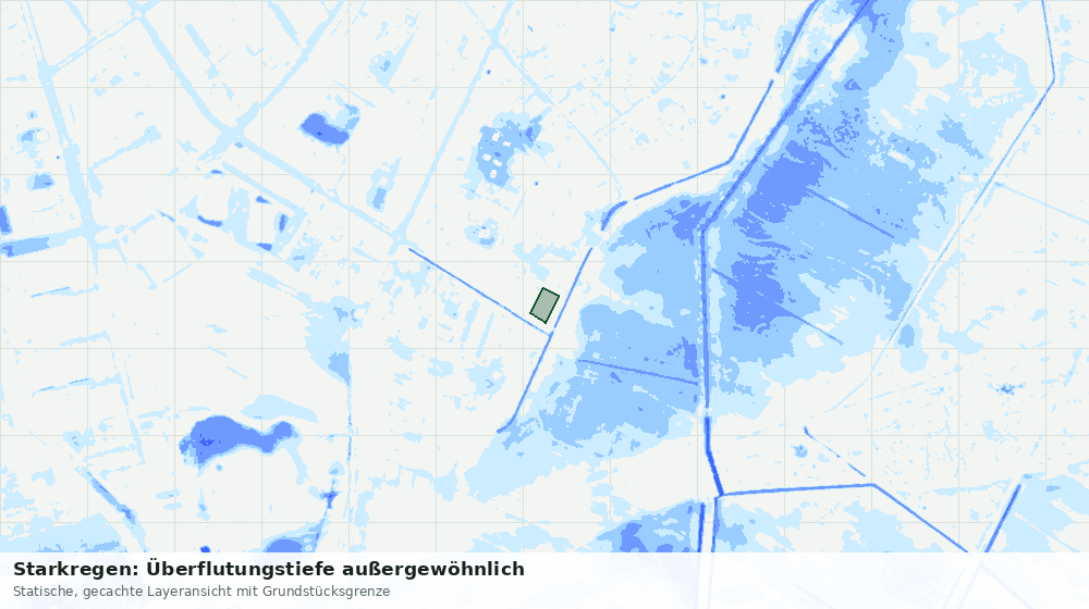 Statische Kartenansicht: Starkregen: Überflutungstiefe außergewöhnlich